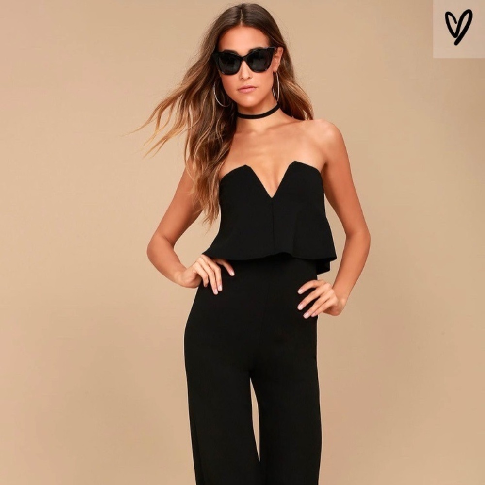 Lulus Power of Love Black Strapless Jumpsuit